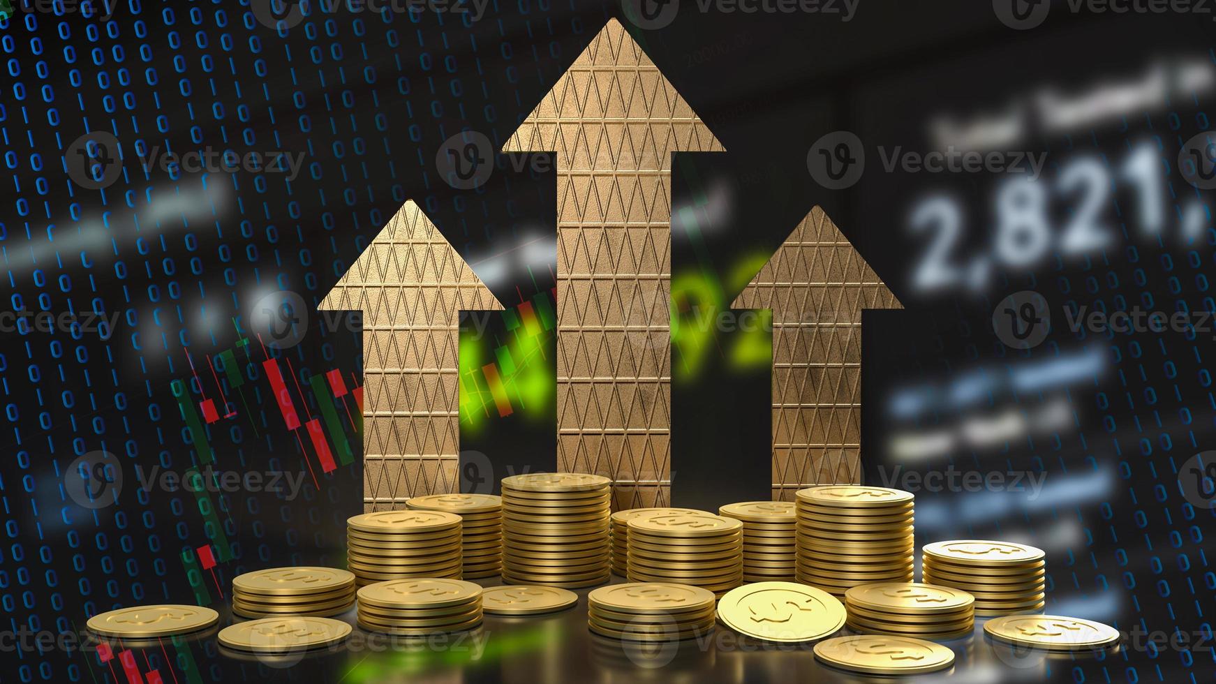 The gold coins and arrow on business background  3d rendering photo
