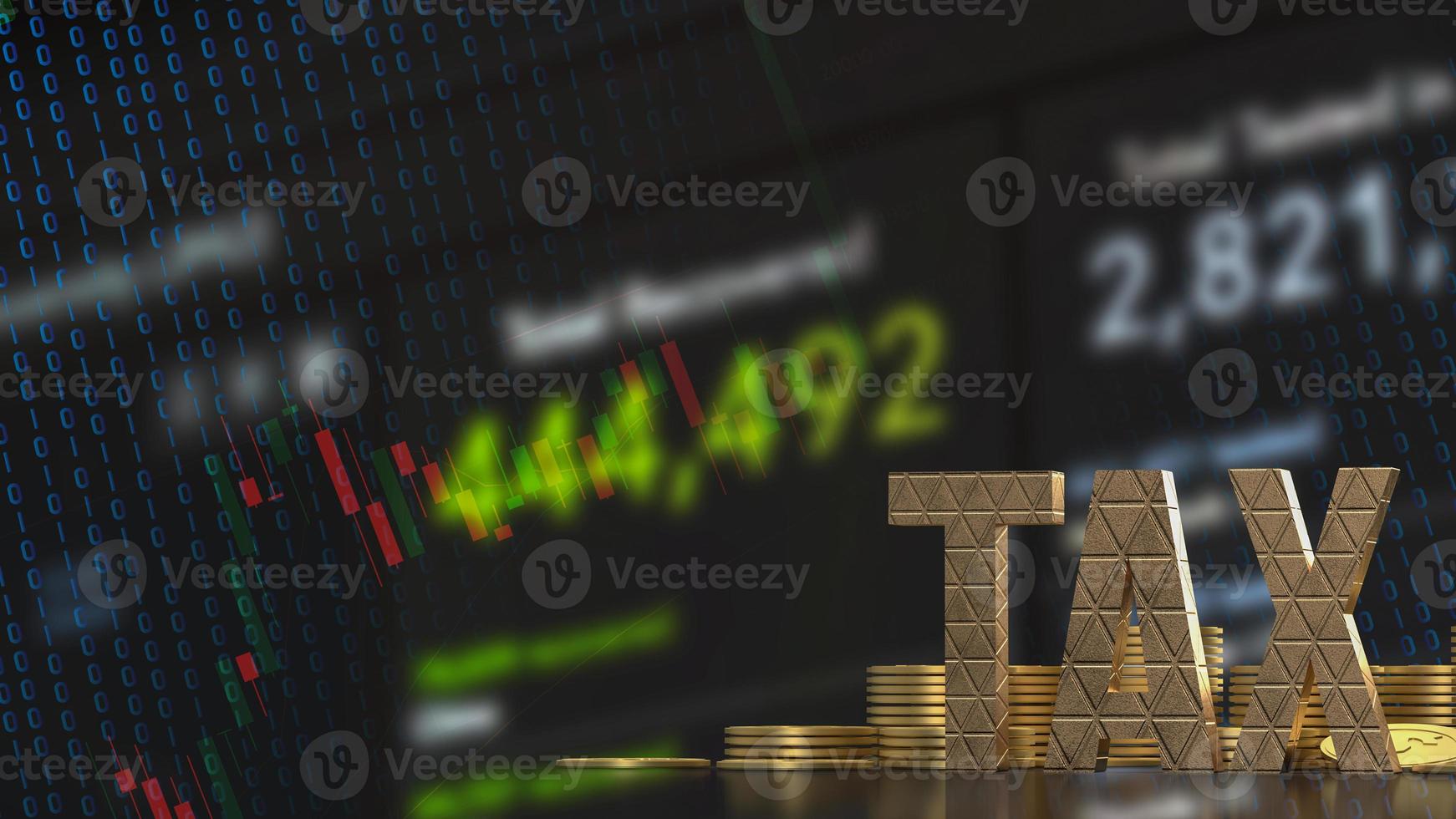 The tax and gold coins on business background 3d rendering photo