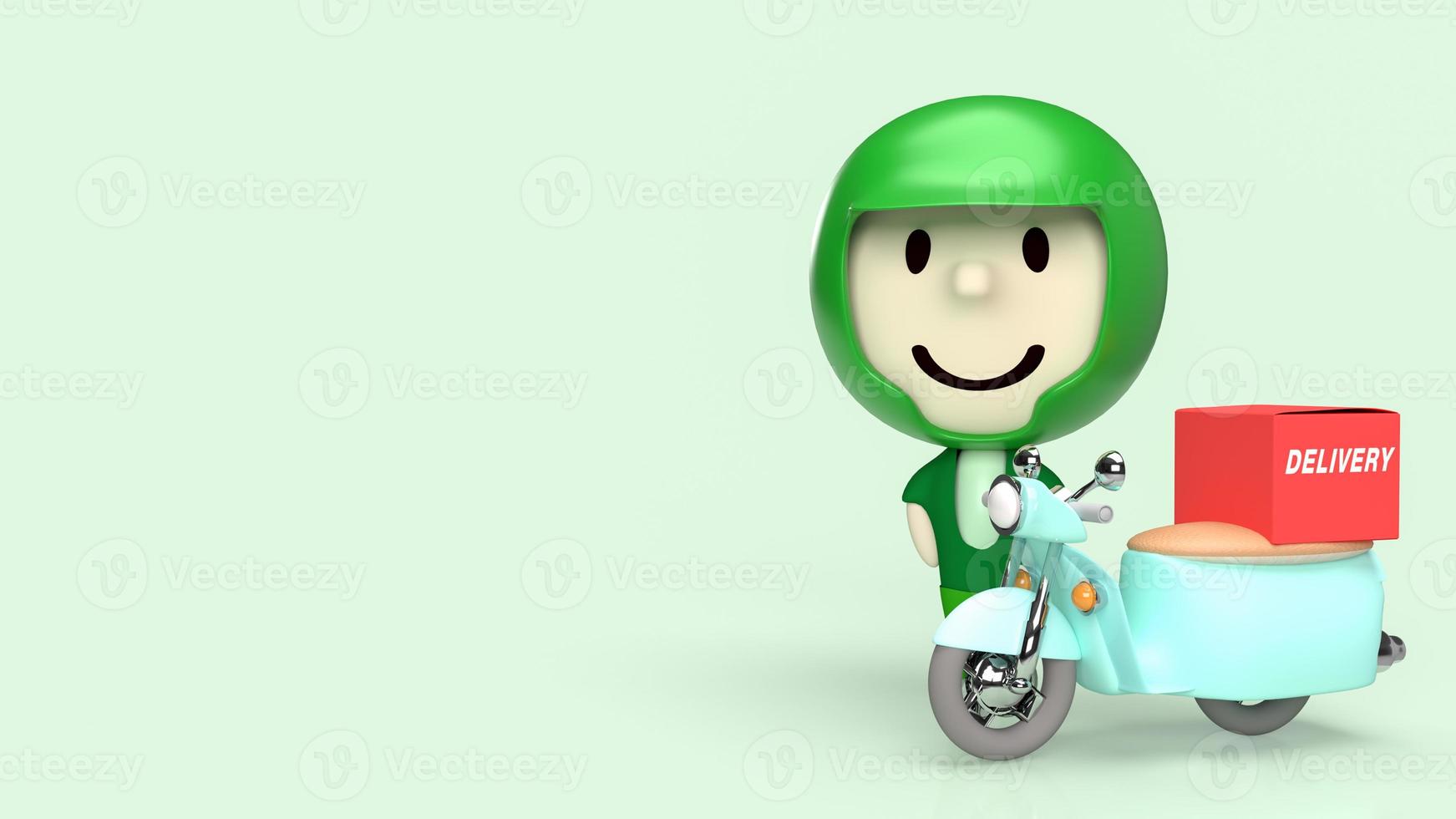 The driver and bike for delivery or transport concept 3d rendering photo