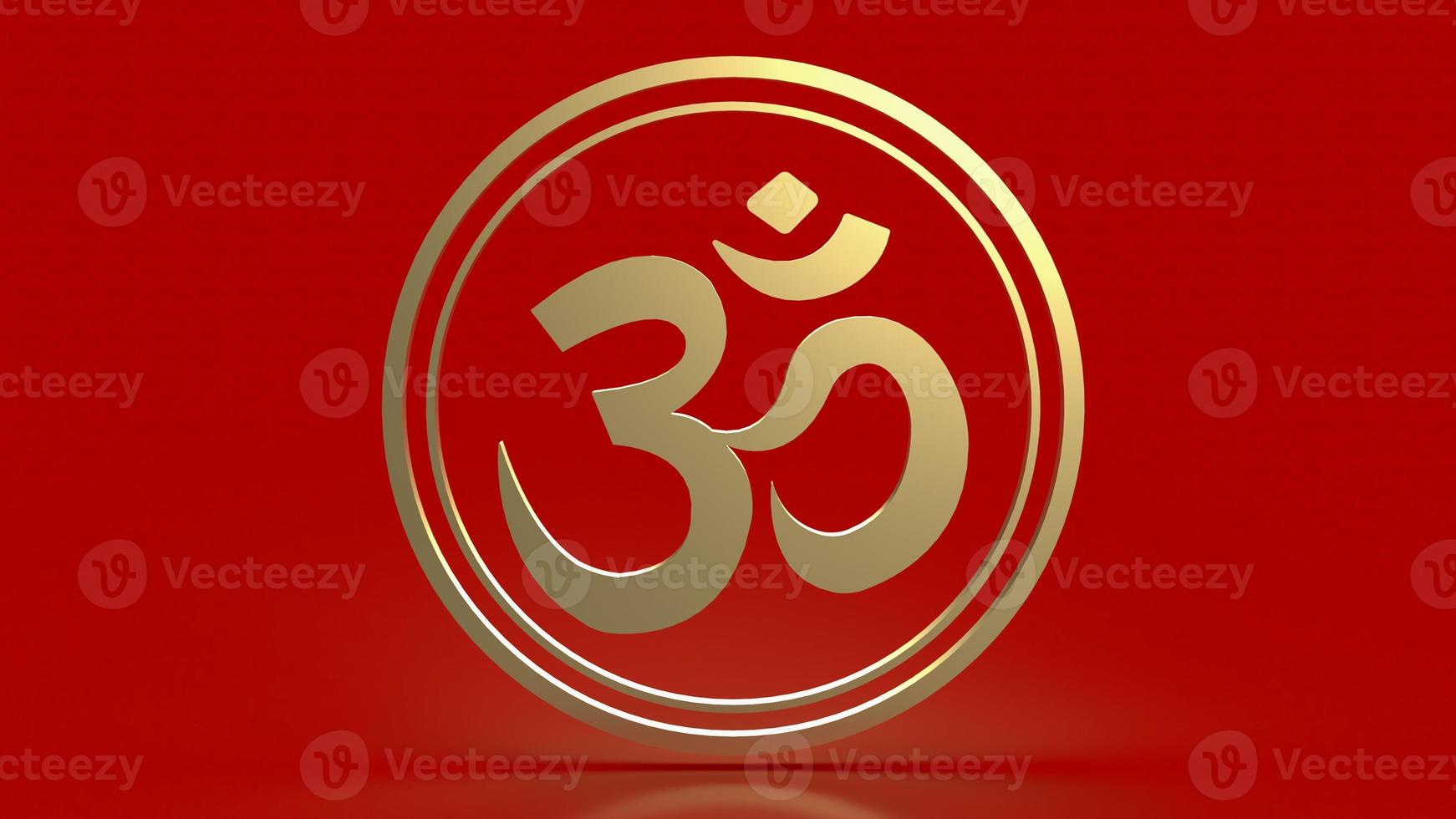The  hindu ohm or om gold for religion concept 3d rendering photo