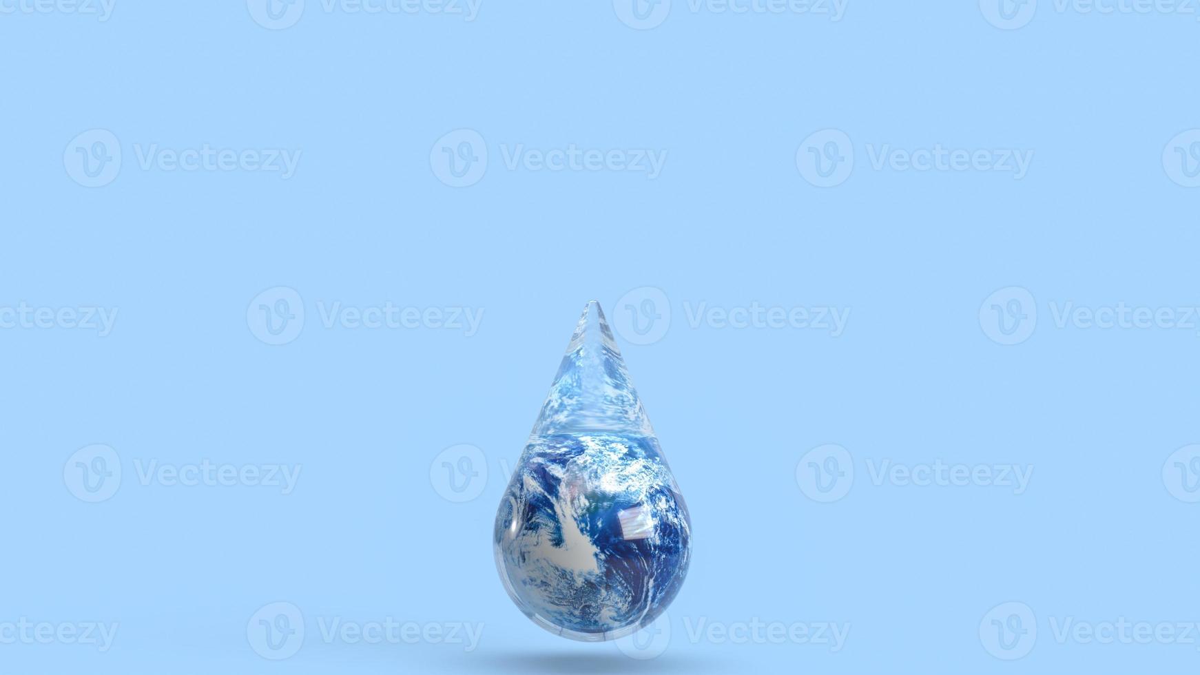 The earth in water drop for ecology concept 3d rendering photo