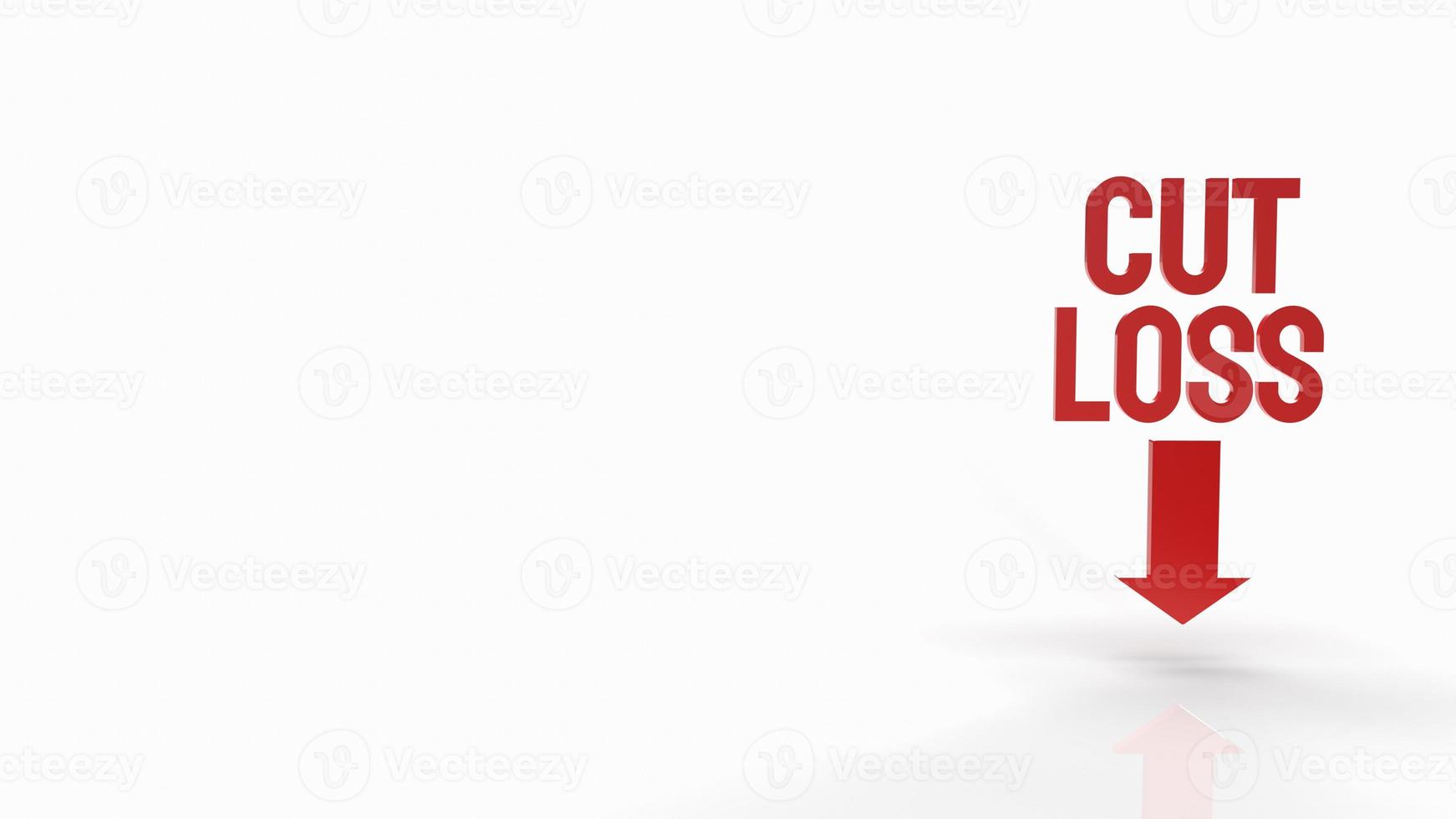 The cut loss red text on white background  for business content 3d rendering. photo