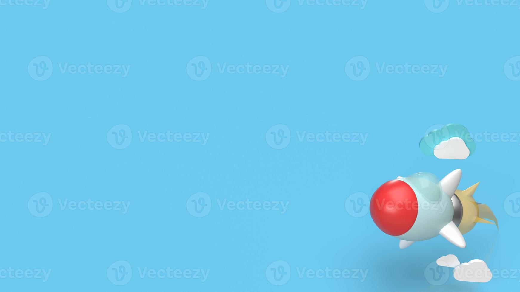 The blue rocket and cloud for start up content 3d rendering photo