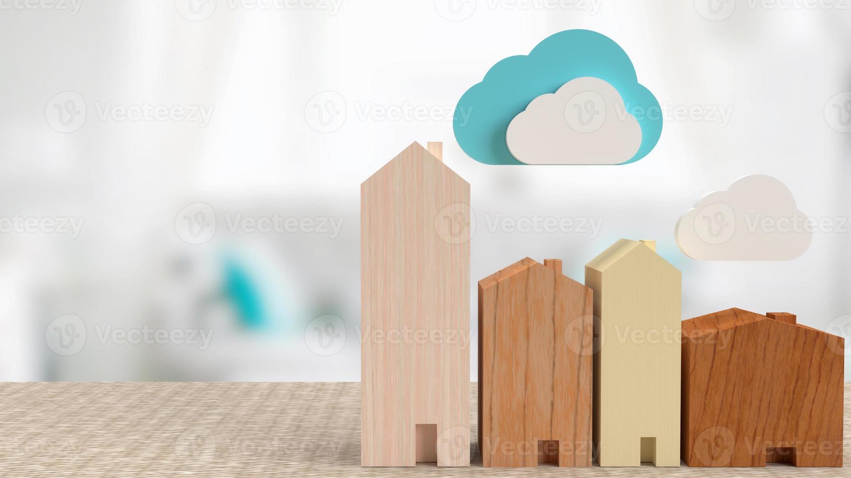 home and cloud for smart home  technology concept 3d rendering photo
