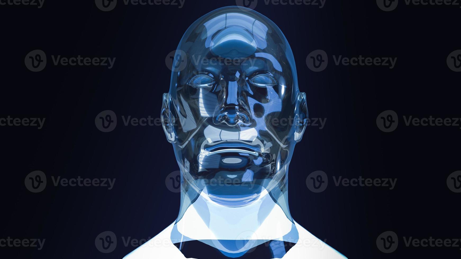 la cabeza del robot para ciencia y tecnología o contenido de aprendizaje automático representación 3d foto