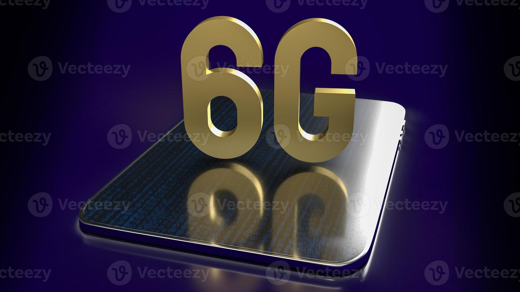 The gold 6g on tablet for technology communications concept 3d rendering photo