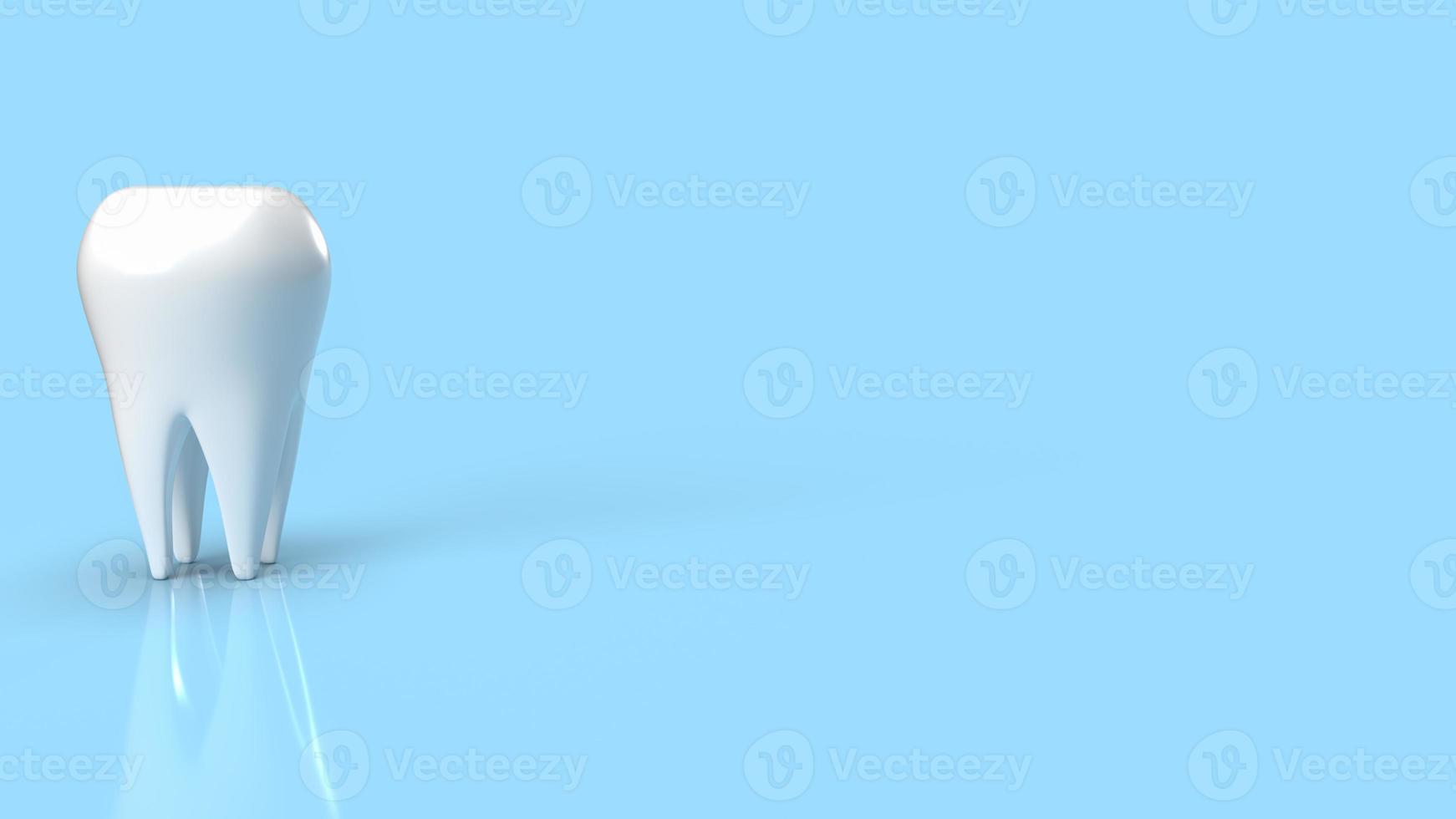 tooth white on blue background for dental or medical concept 3d rendering photo