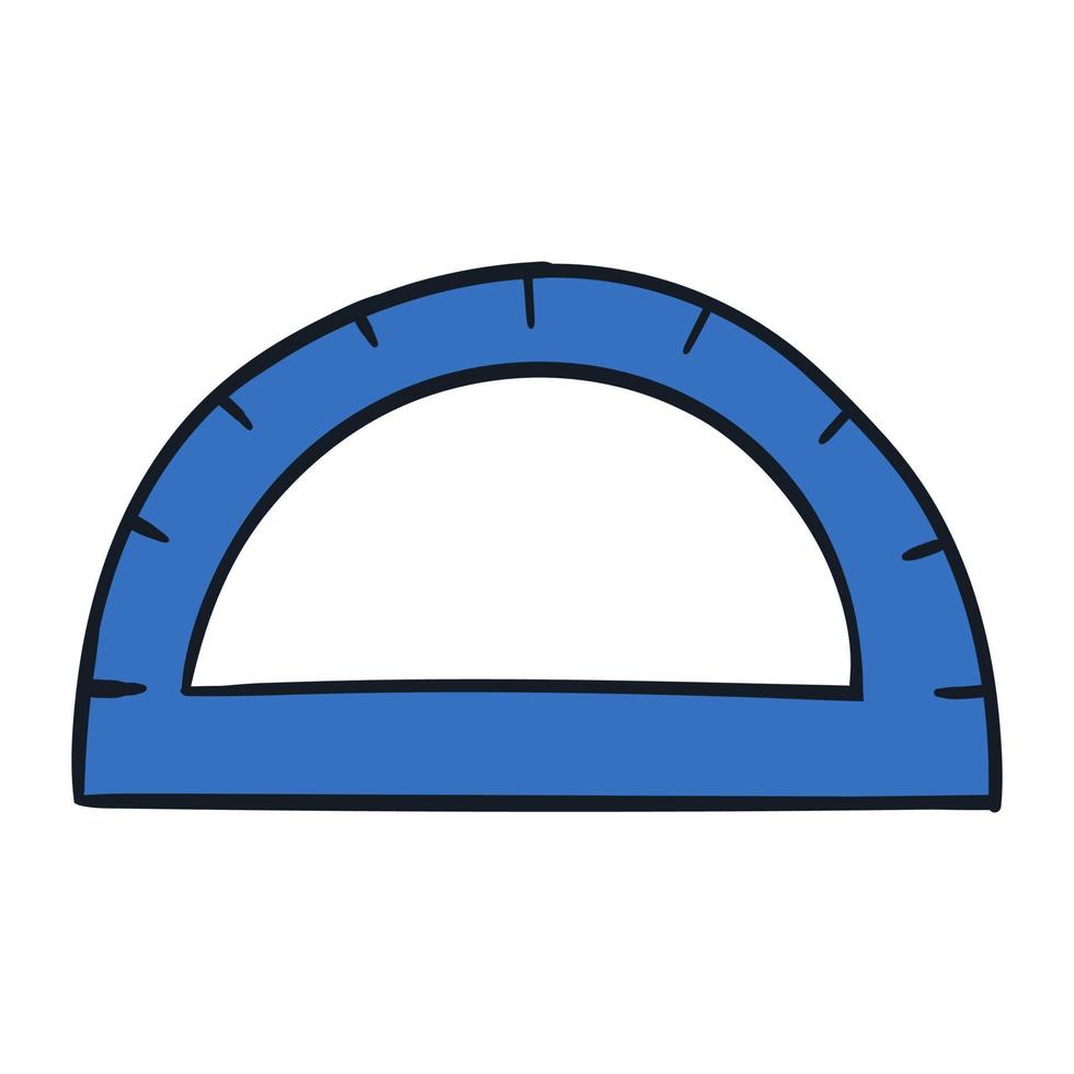 Protractor icon element with hand drawn style vector