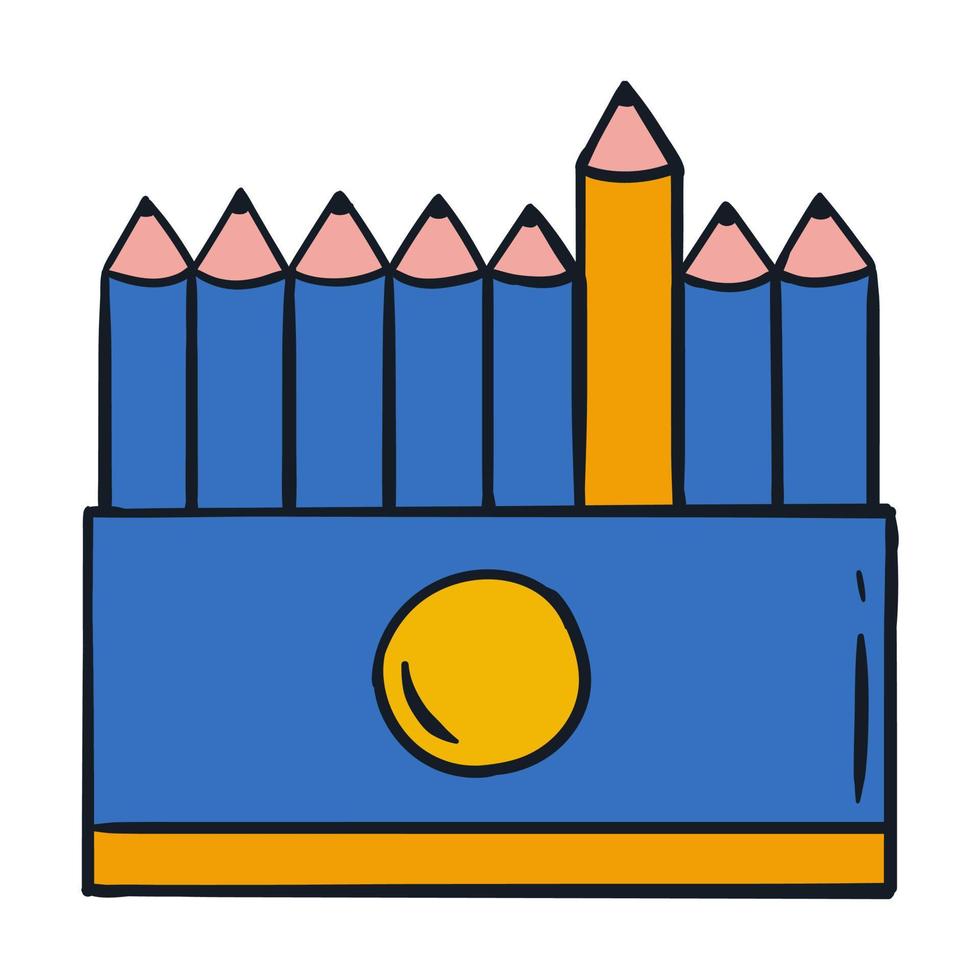 Color pencil icon element with hand drawn style vector