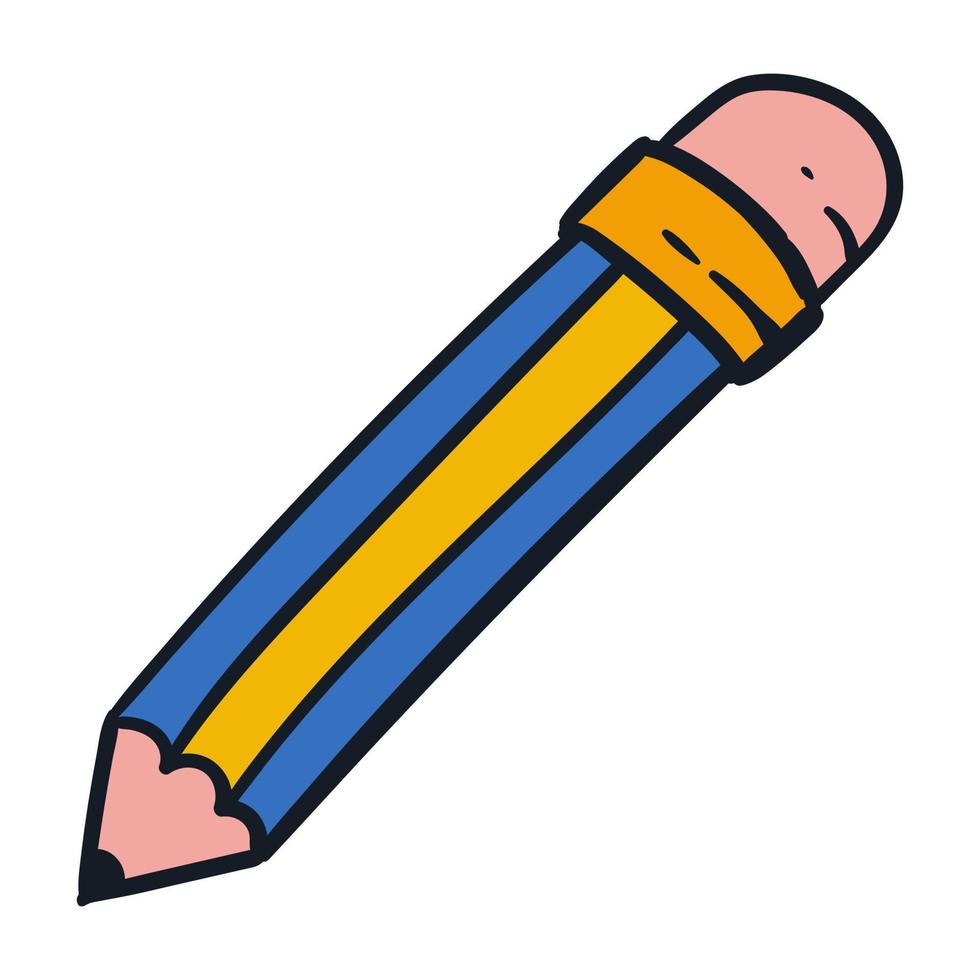 Pencil icon element with hand drawn style vector