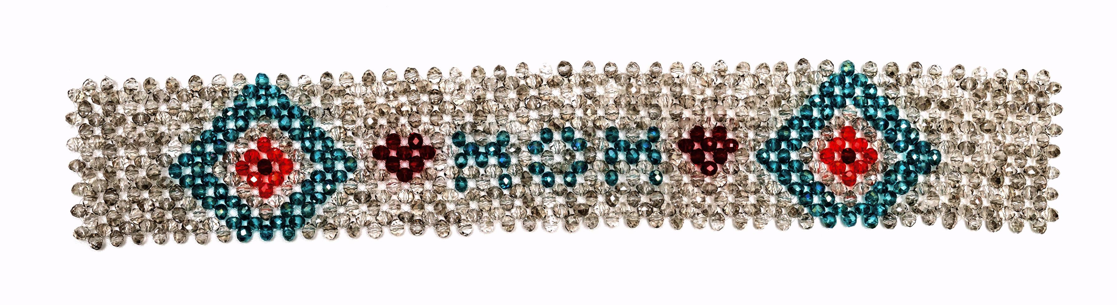 colorful garland crystal beads pattern style thai isolated on white background photo