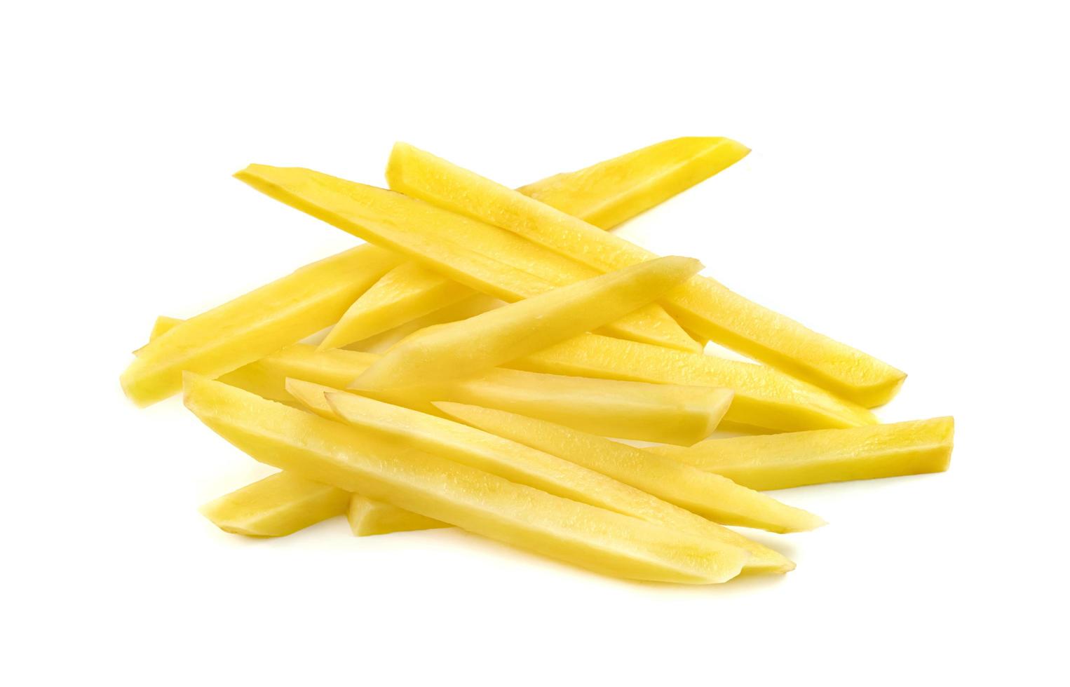stick potatoes isolated on white background photo