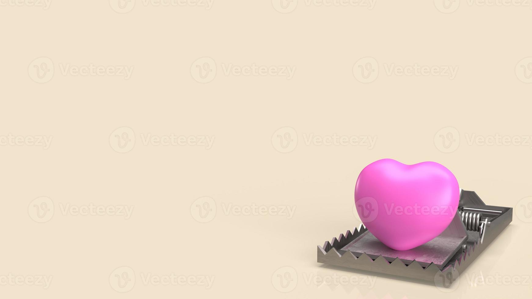 pink heart  on trap for abstract concept 3d rendering photo