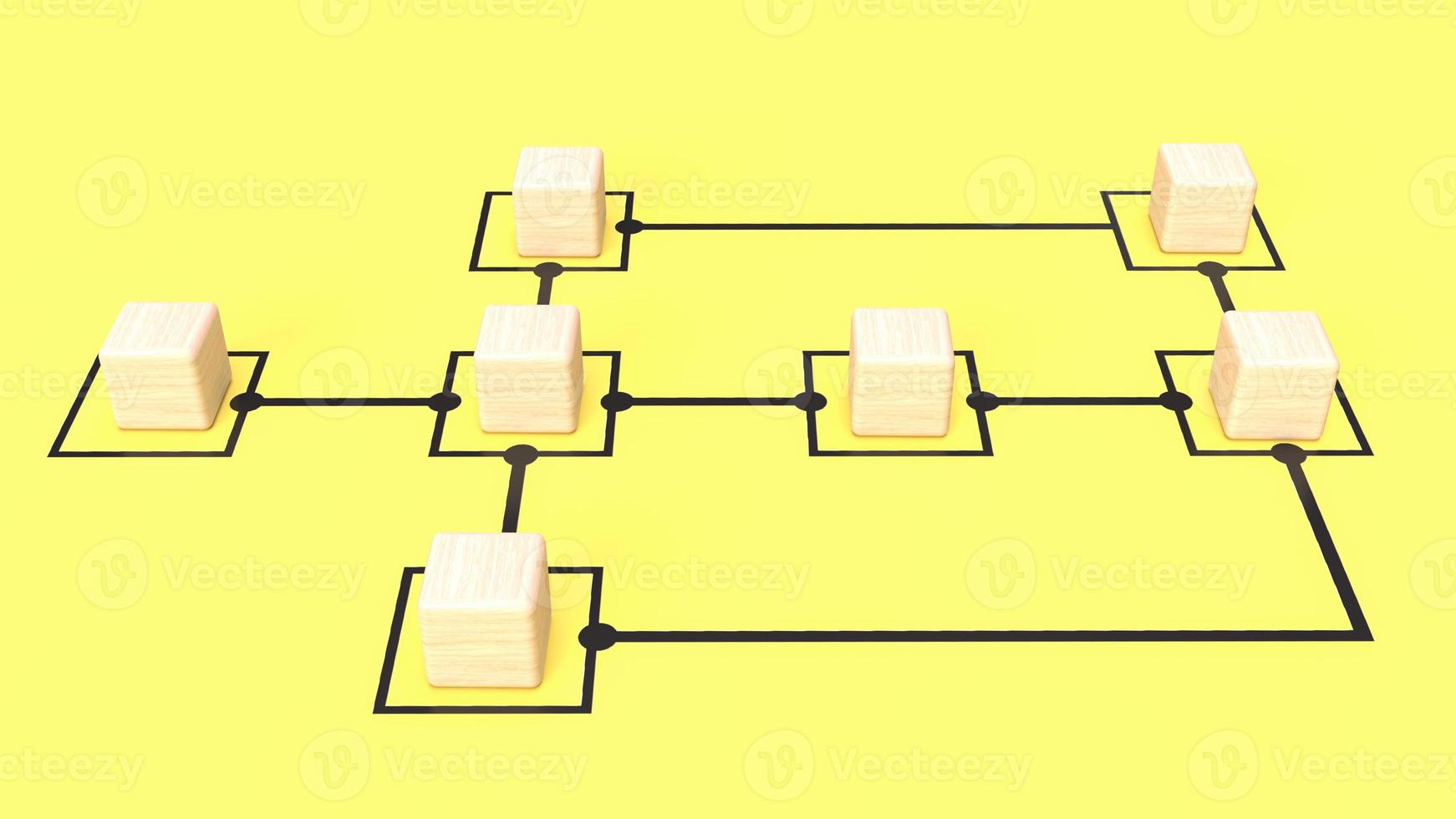 The wood cubes on chart yellow background for business concept 3d rendering photo