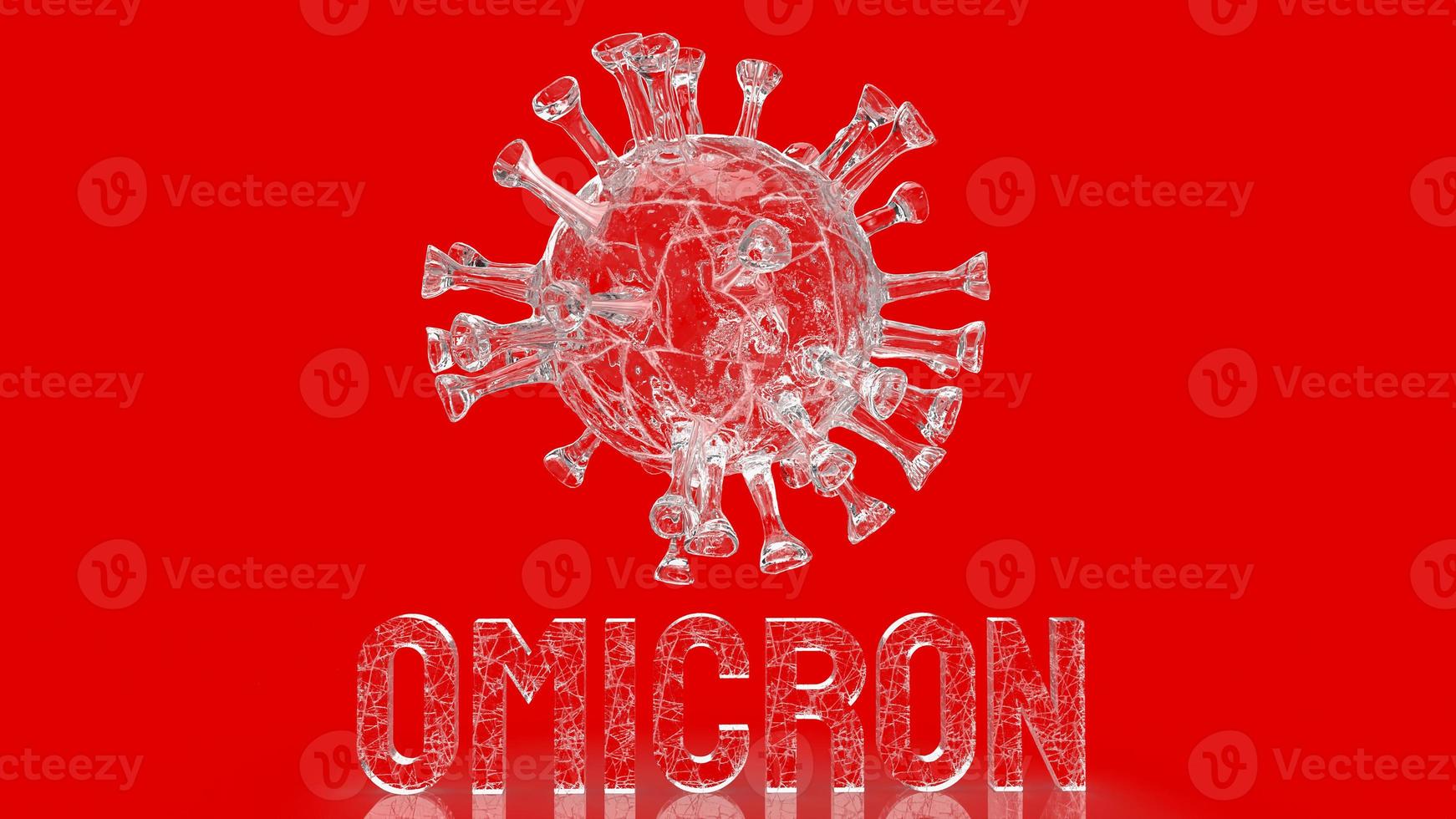 The virus omicron on red background for covid 19 or medical concept 3d rendering photo