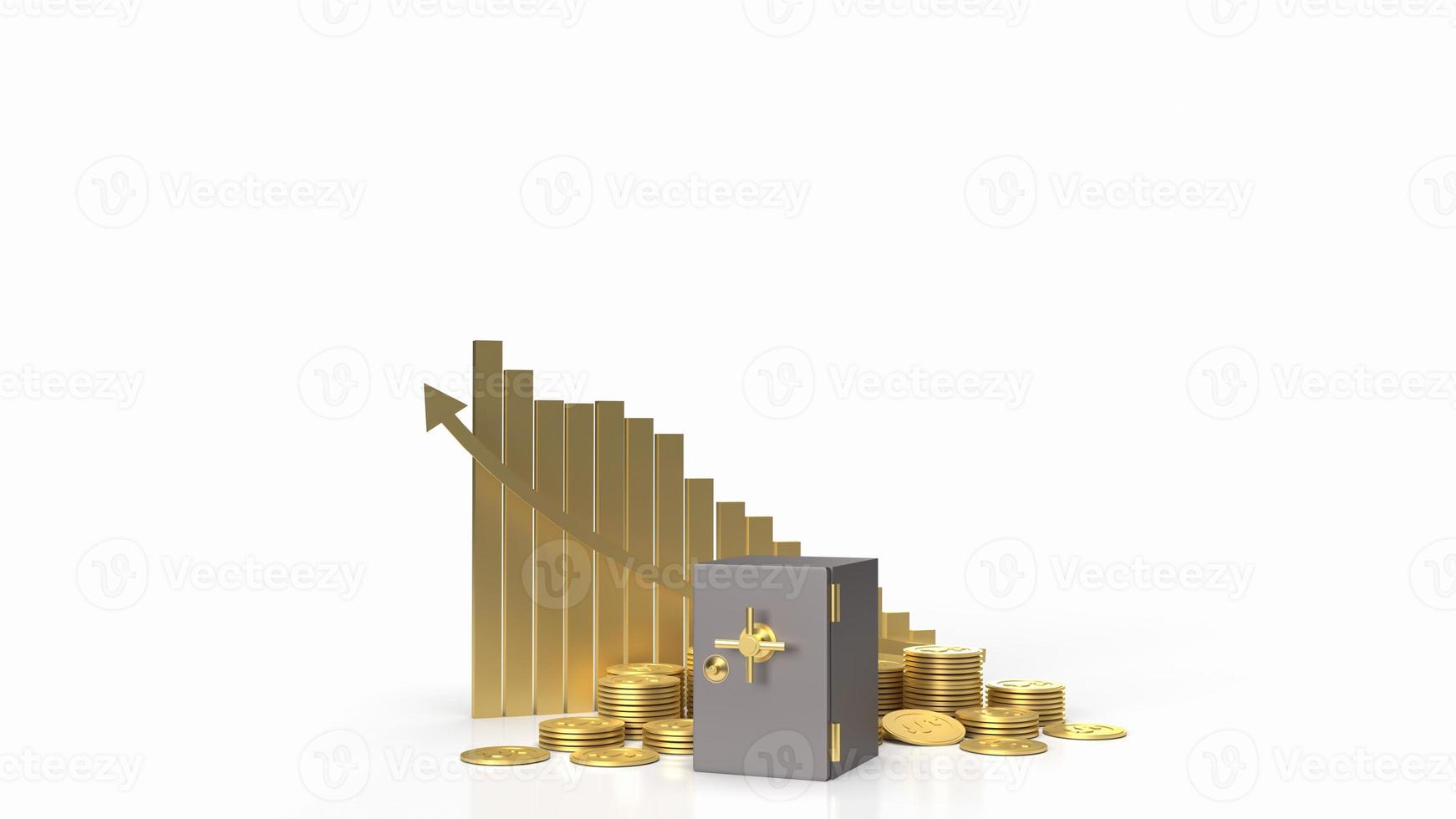 The vault safe and gold coins on white background for business concept 3d rendering photo