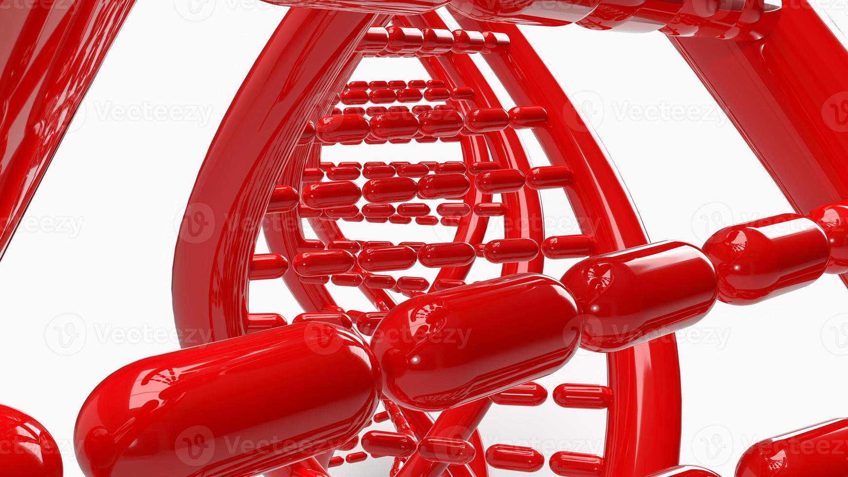 The red dna on white background for sci or medical concept 3d rendering photo