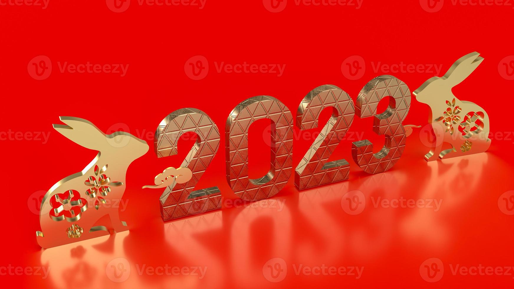 el año nuevo chino 2023 año del conejo representación 3d foto