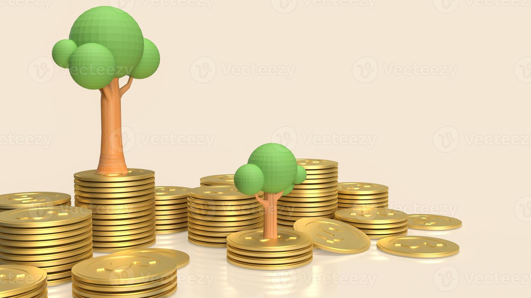 The tree and gold coins for business concept 3d rendering photo