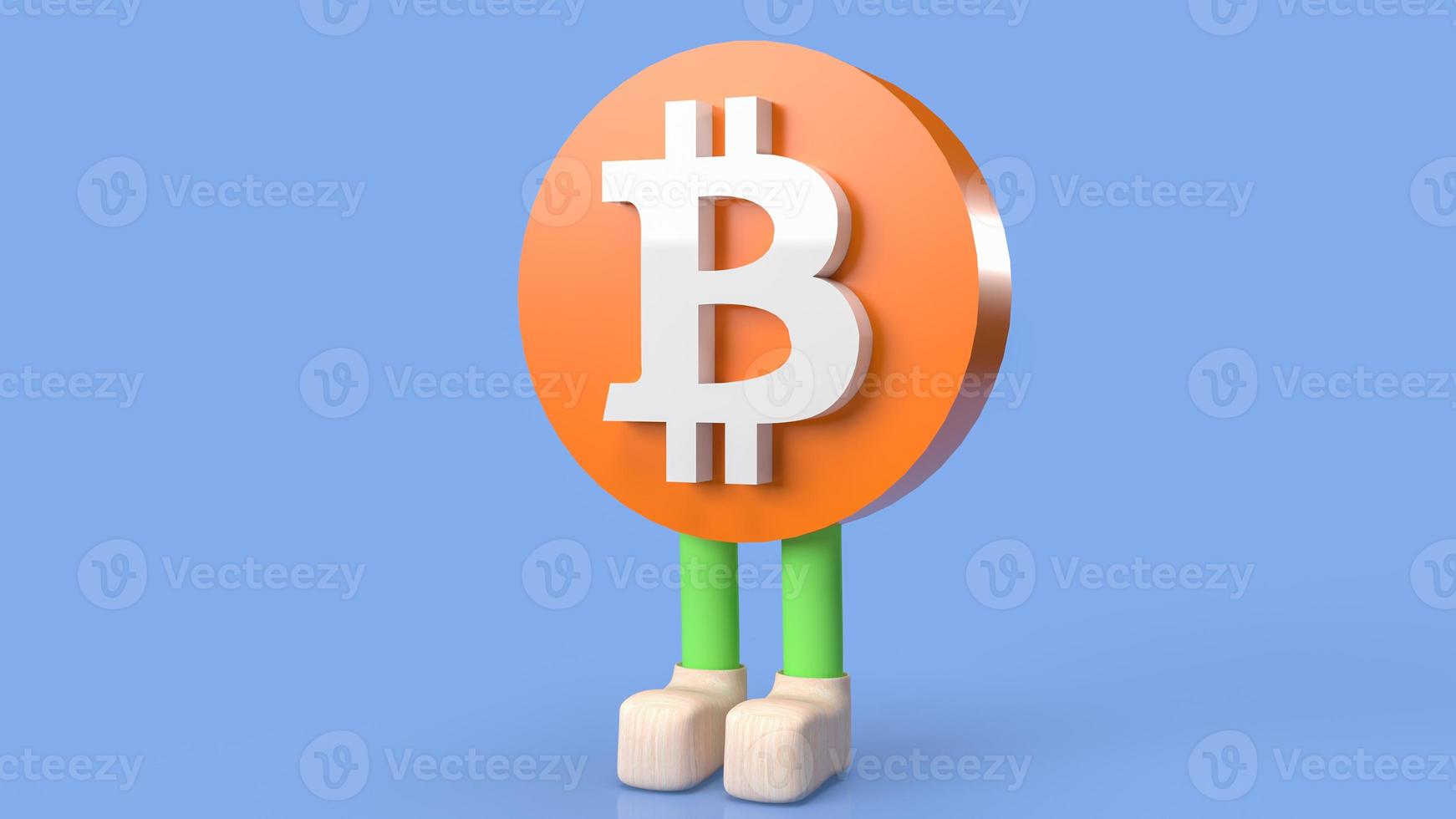 The bitcoin symbol character on blue background for business or technology concept 3d rendering photo