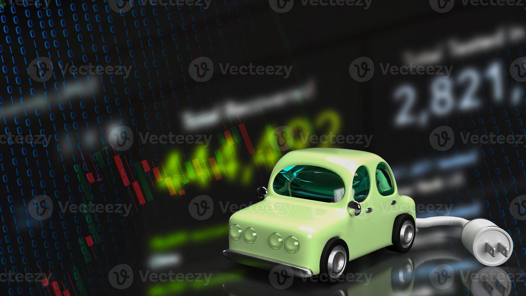The car and electric plug on chart business for eco or automobiles system 3d rendering photo