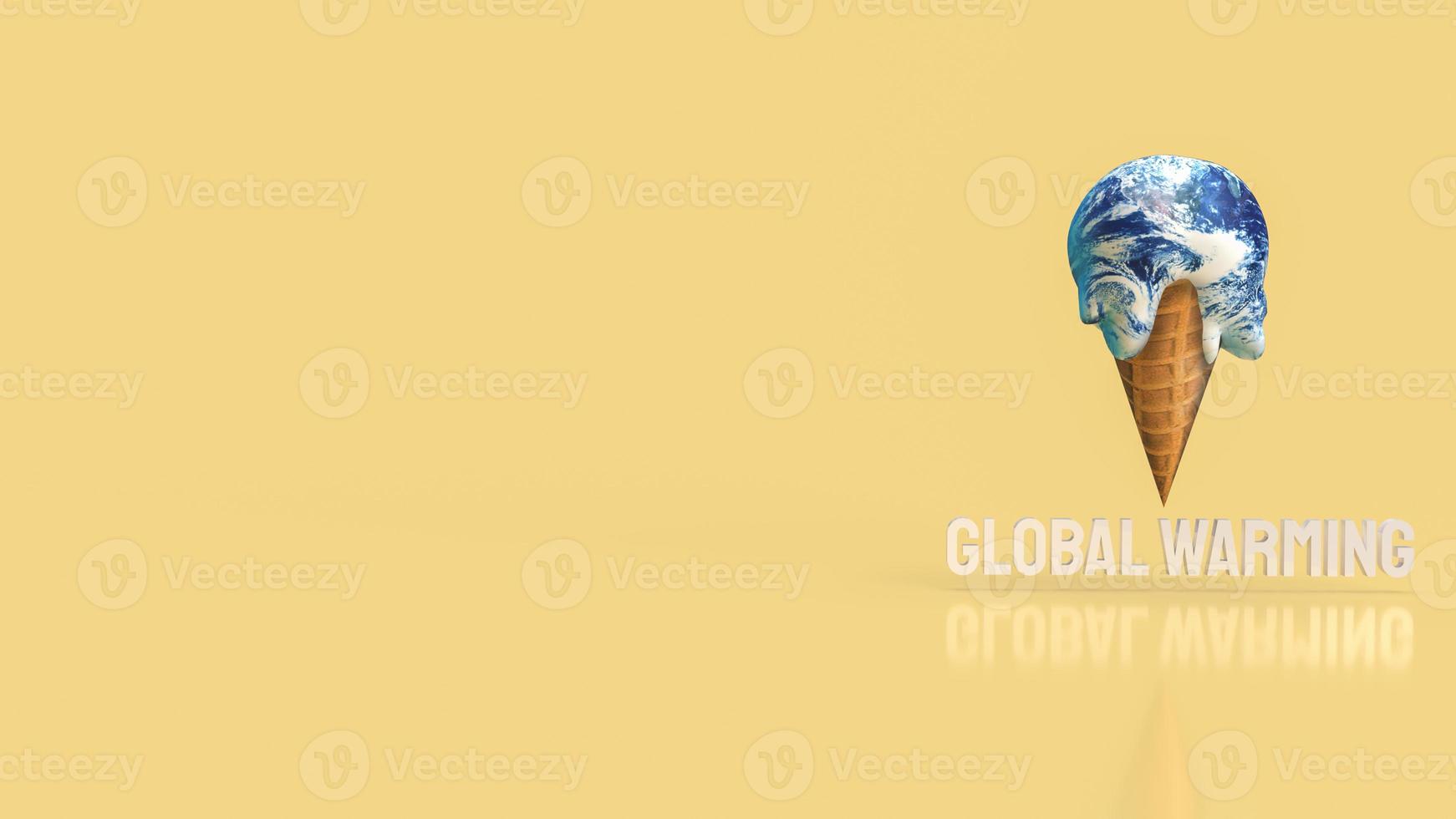 The earth ice cream melting concept for global worming 3d rendering photo