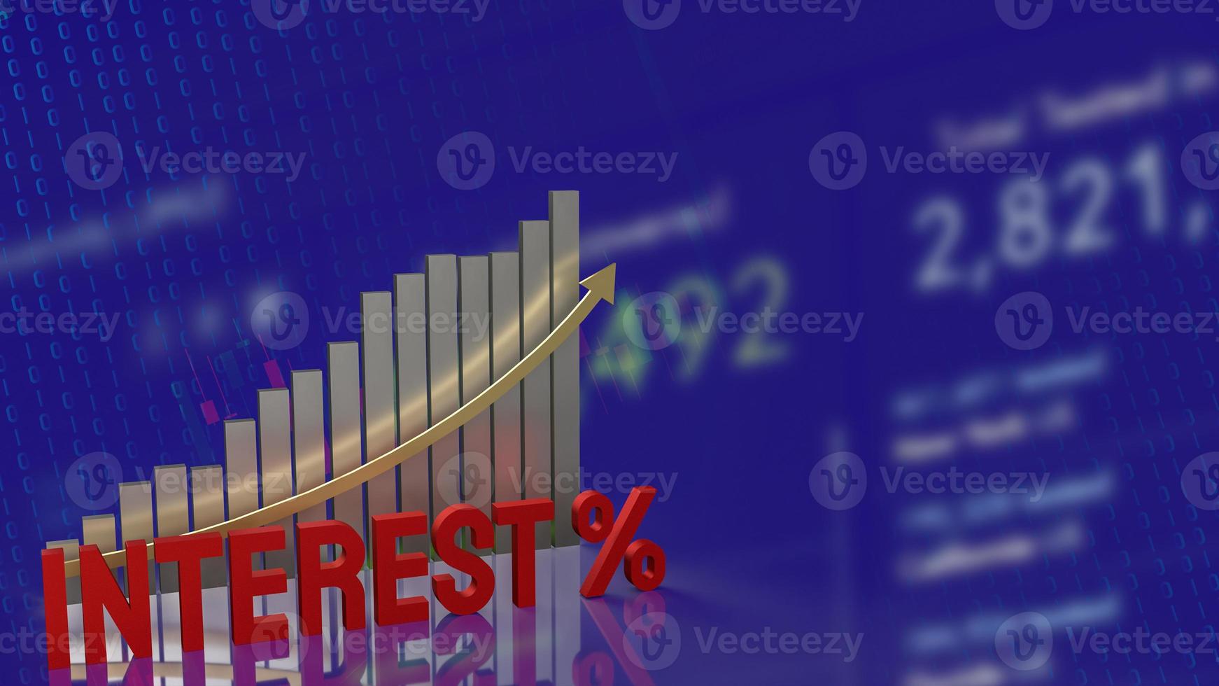 The red interest text and chart on business background 3d rendering photo