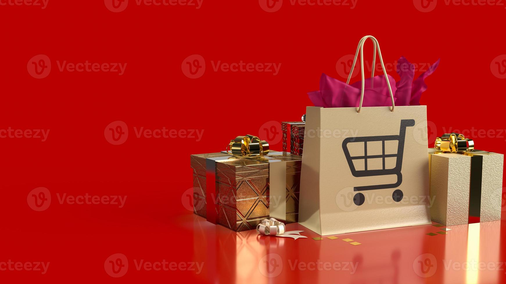 The shopping box  on tablet for online market concept 3d rendering photo
