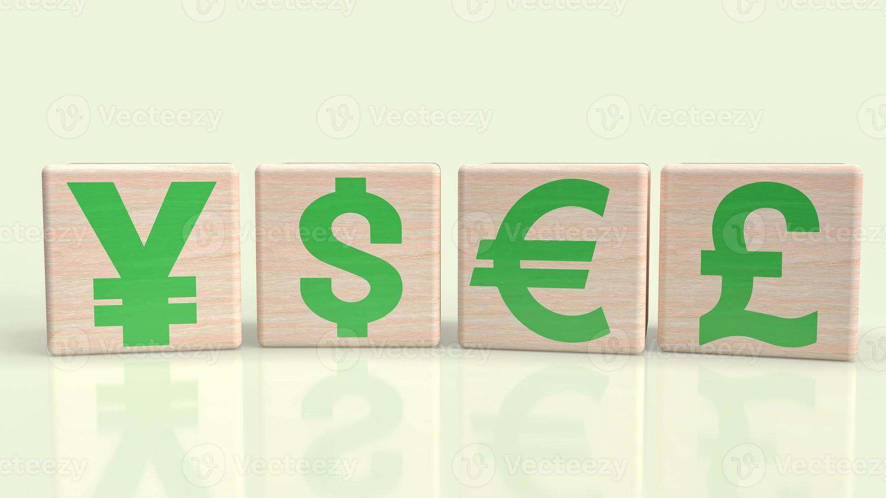The money symbol on wood cube for business concept 3d rendering photo