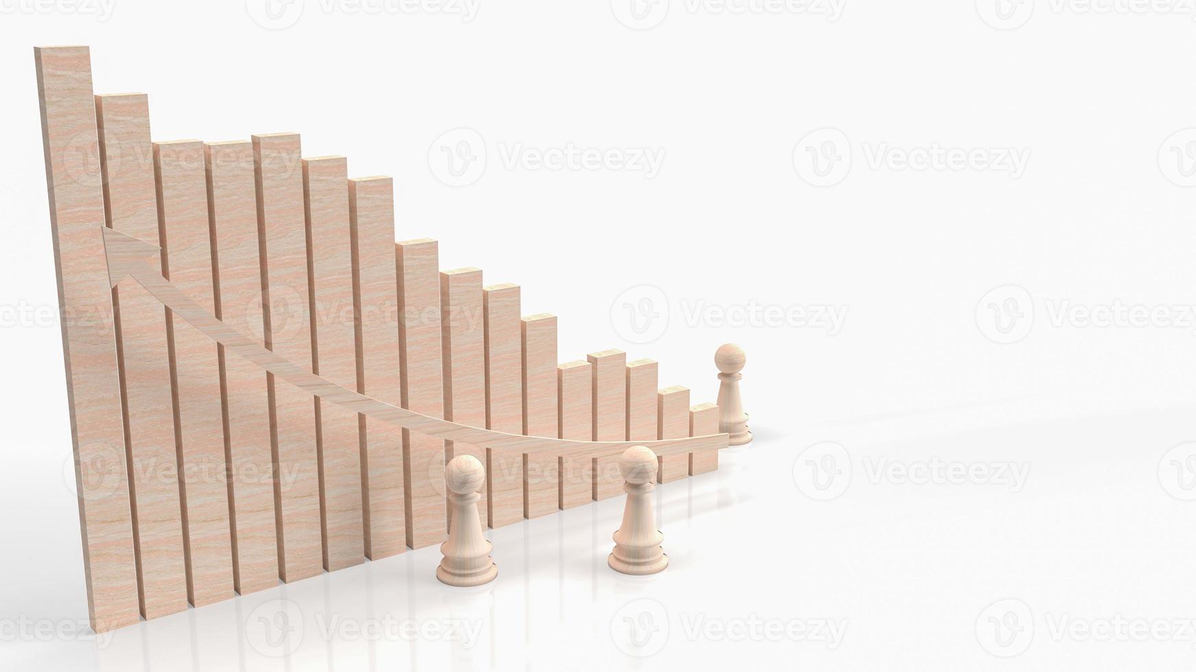 The  chess and chart for business concept 3d rendering photo