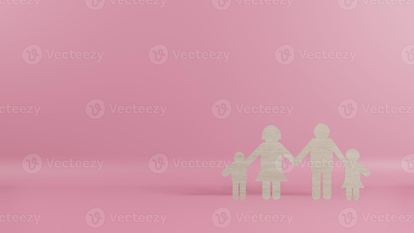 The family wood cut for background  3d rendering photo