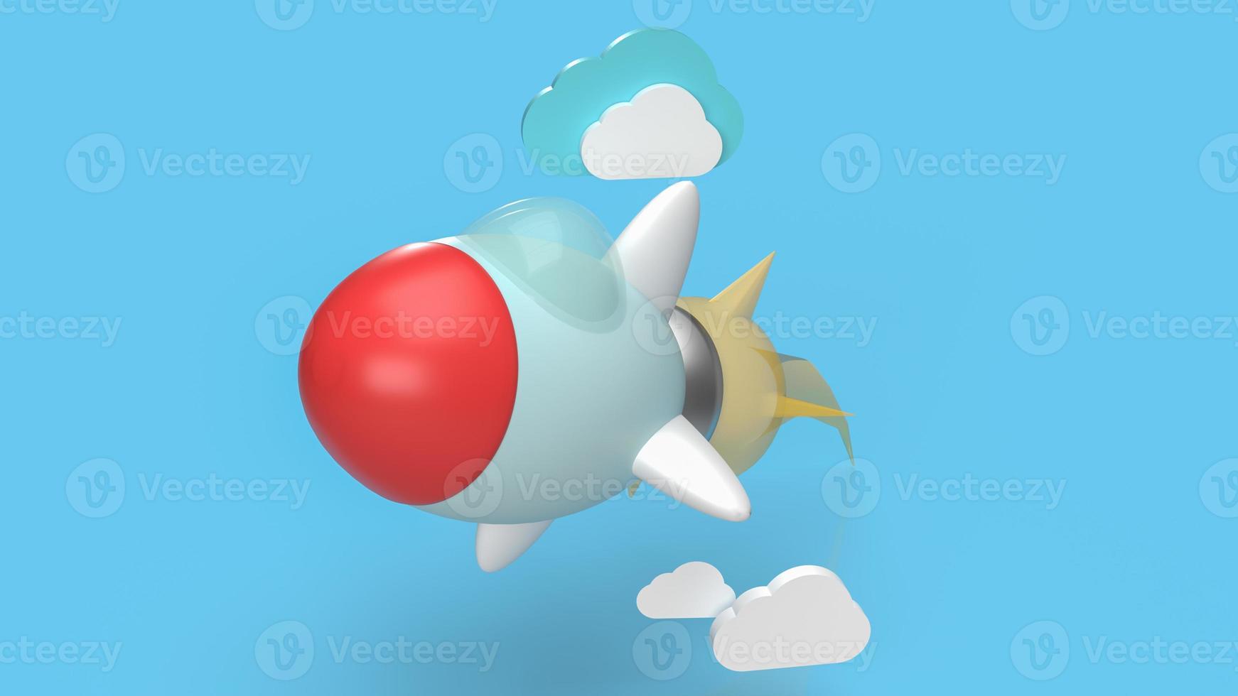 The blue rocket and cloud for start up content 3d rendering photo