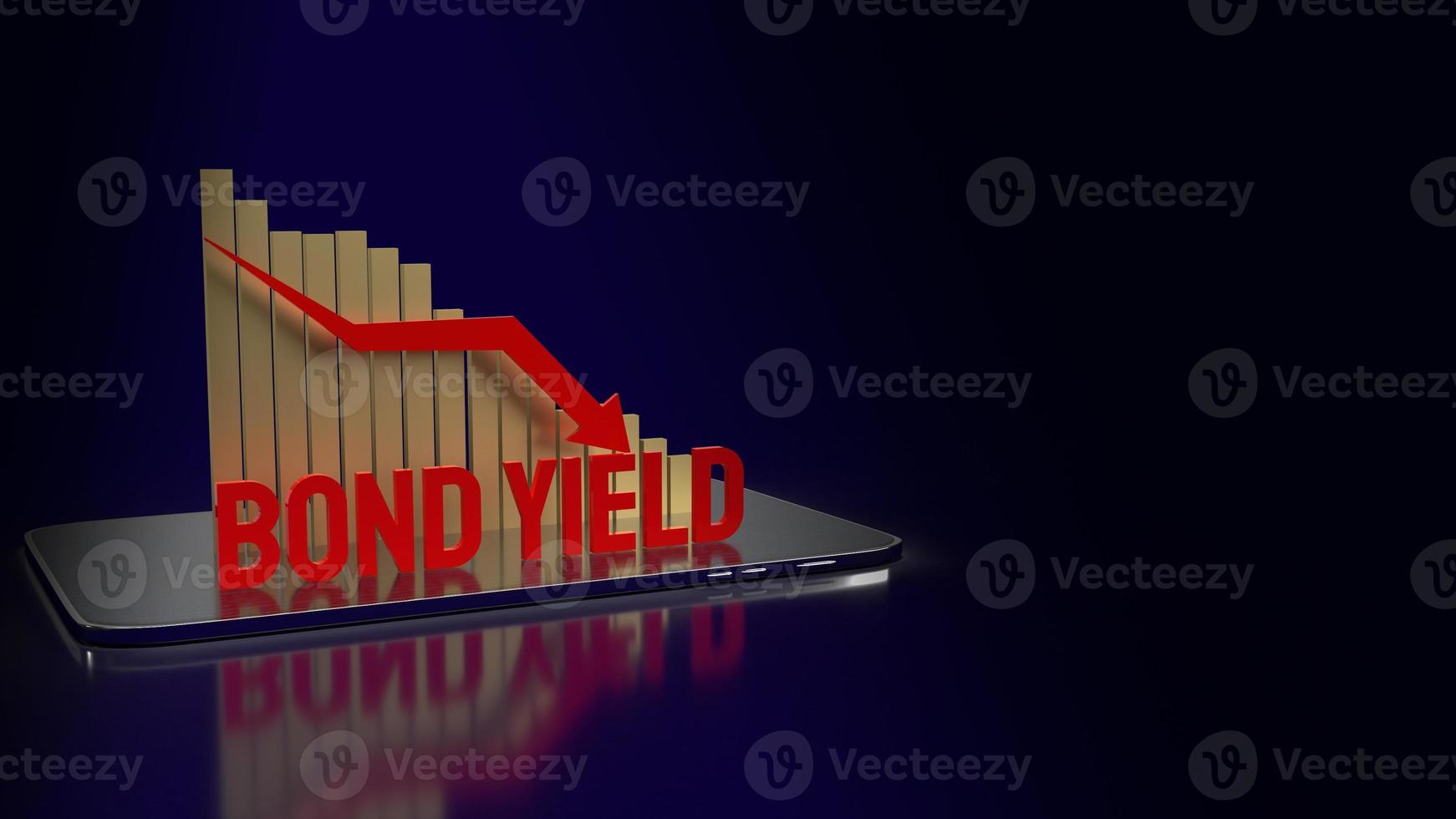 The bond yield red word and chart arrow down background for business content 3d rendering photo