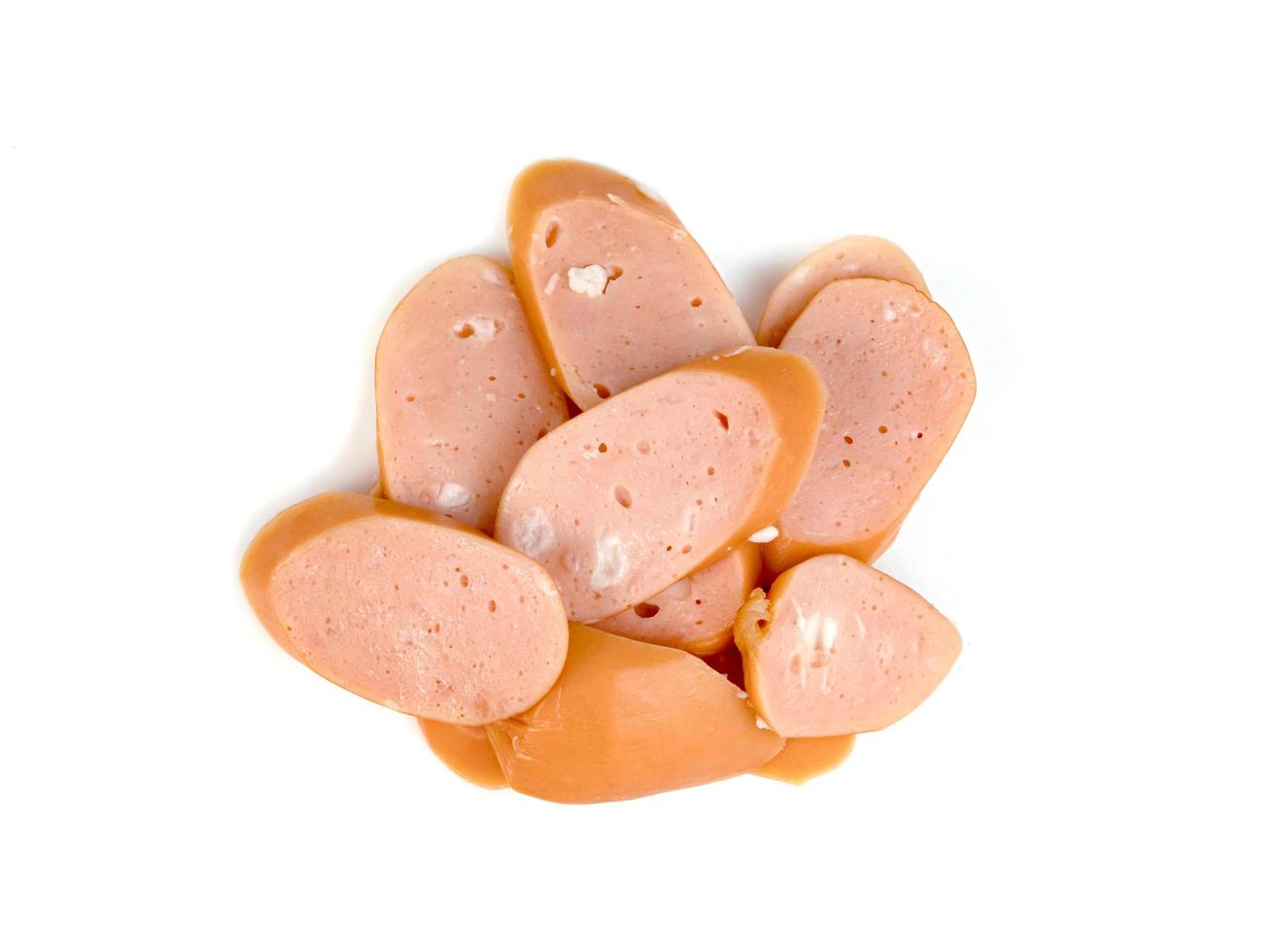 Sausage sliced isolated on white background photo