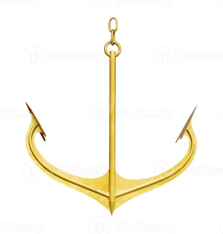 Gold color anchor isolated on white background ,clipping path photo