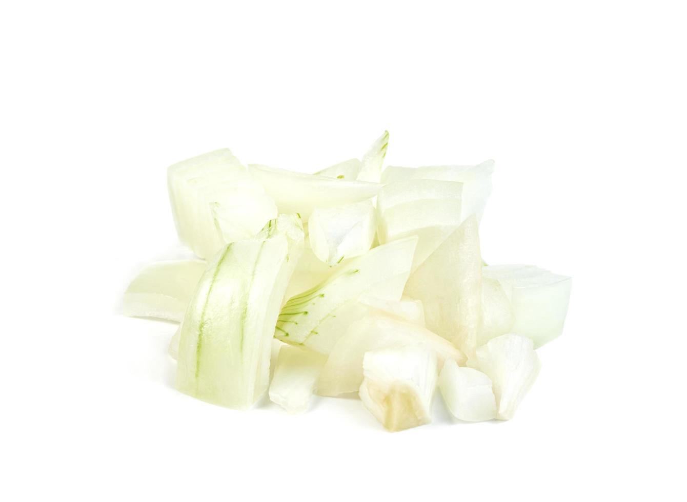 chopped onion isolated on white background photo