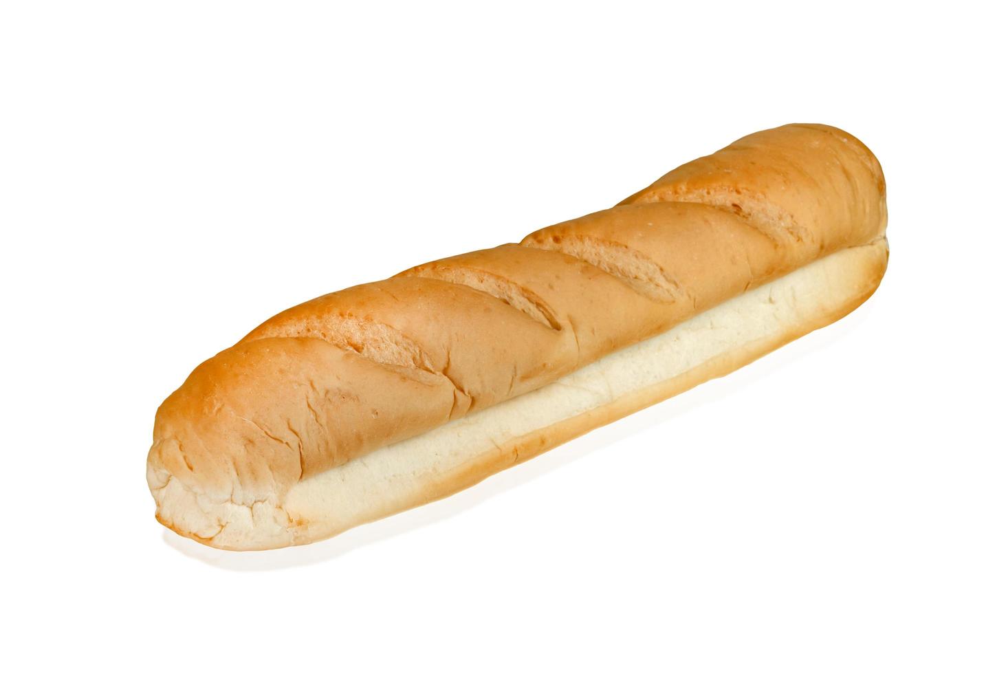 Pan baguettes francés aislado sobre fondo blanco. foto