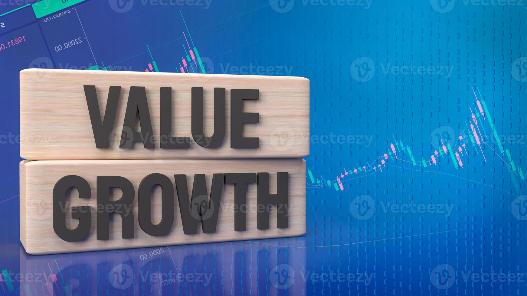 The word  value and growth on wood  for business concept 3d rendering photo