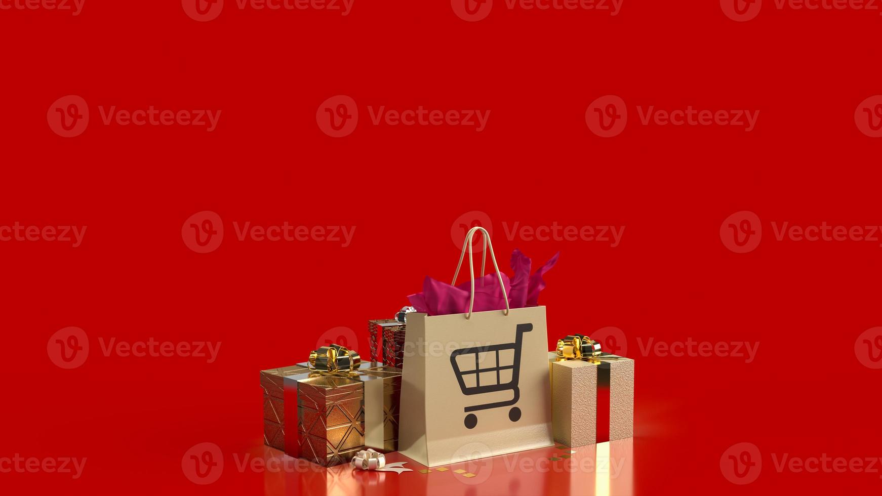 The shopping box  on tablet for online market concept 3d rendering photo