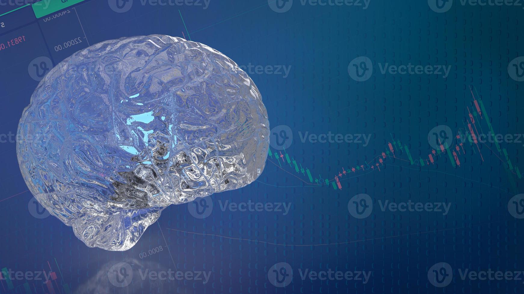 The crystal  brain on business background 3d rendering photo