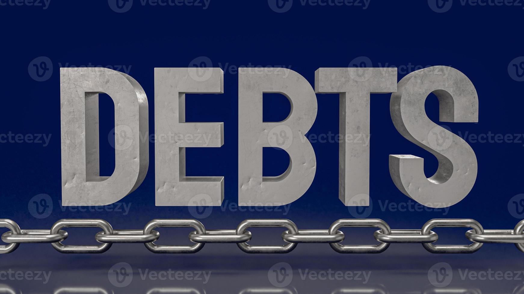 The debt text and chain for business concept 3d rendering photo