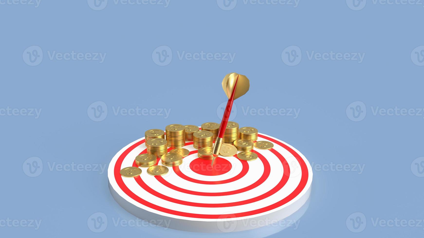 The darts coins on target for business concept 3d rendering photo