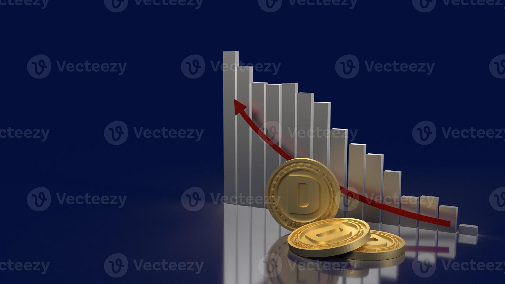 The gold dogecoin and chart  arrow up for cryptocurrency content 3d rendering photo