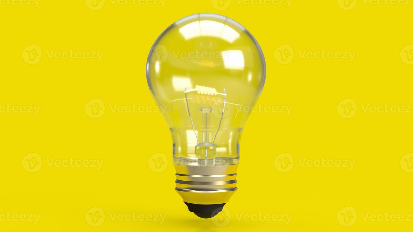 The light bulb on yellow background for education or creative  concept 3d rendering photo