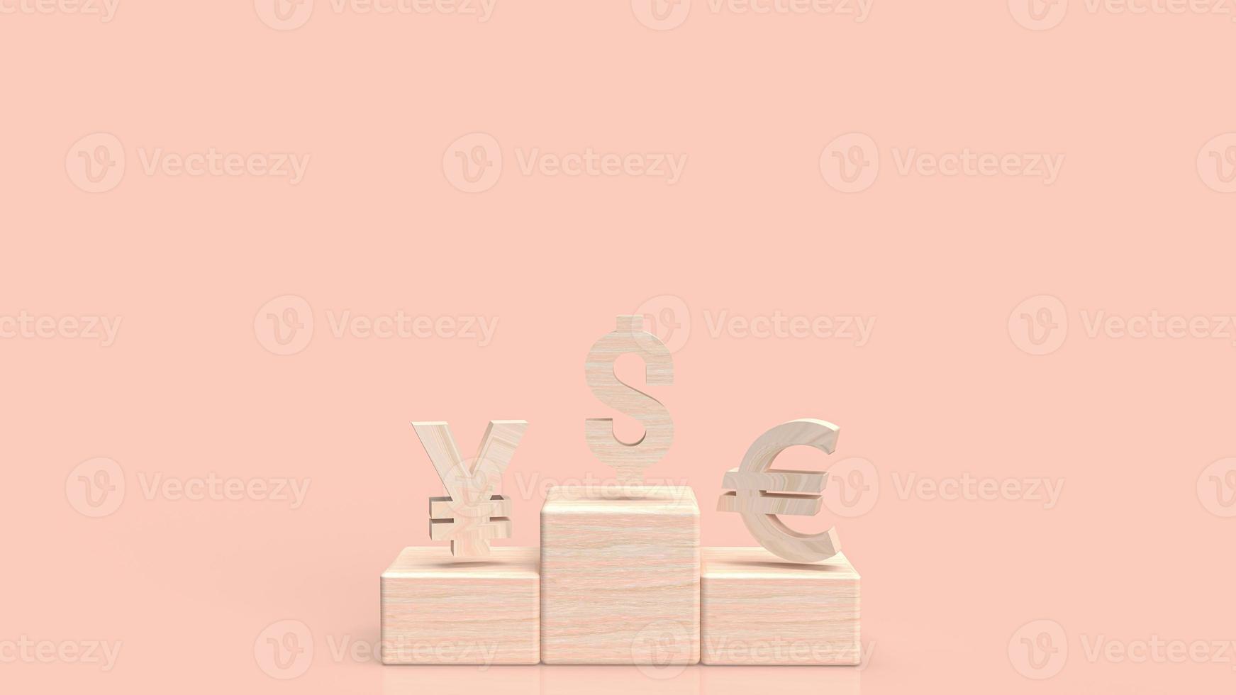 The wood money symbol for business concept 3d rendering photo