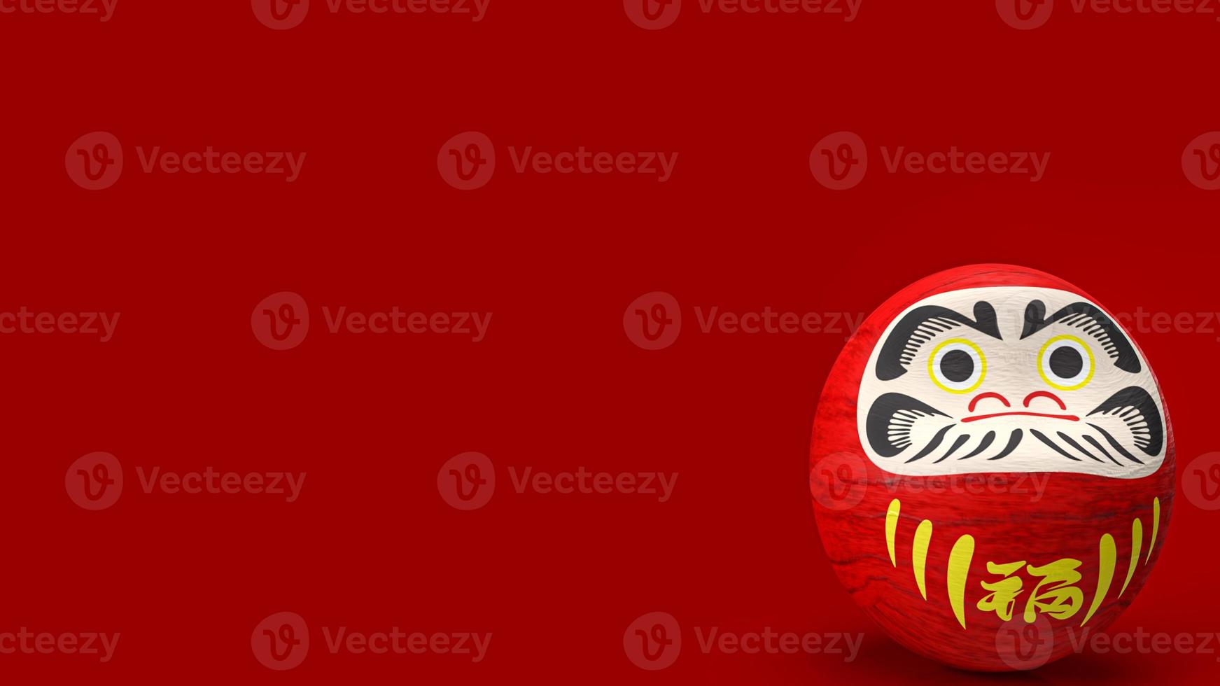 The daruma Japanese doll on red background 3d rendering photo