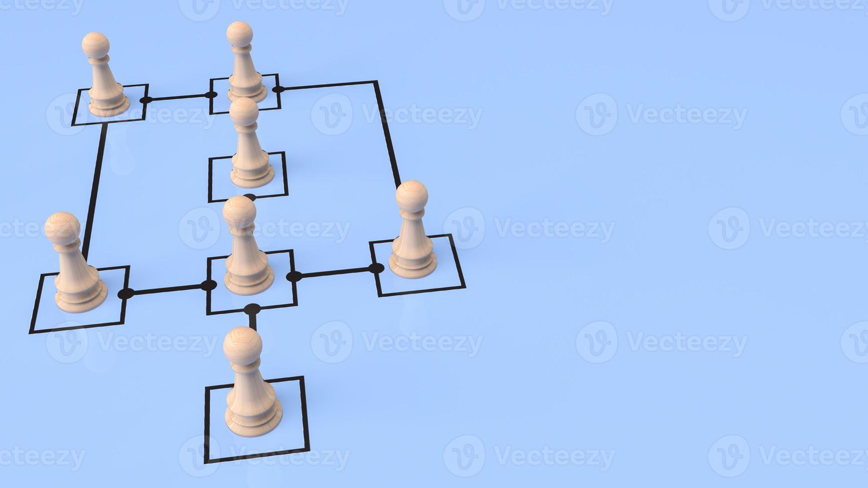 The wood chess on diagram for business concept 3d rendering photo