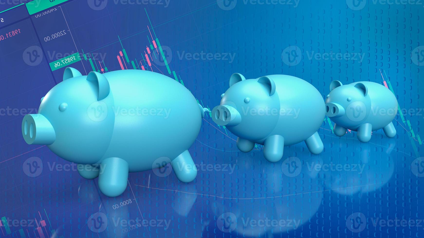 three piggy bank for saving or business concept 3d rendering photo