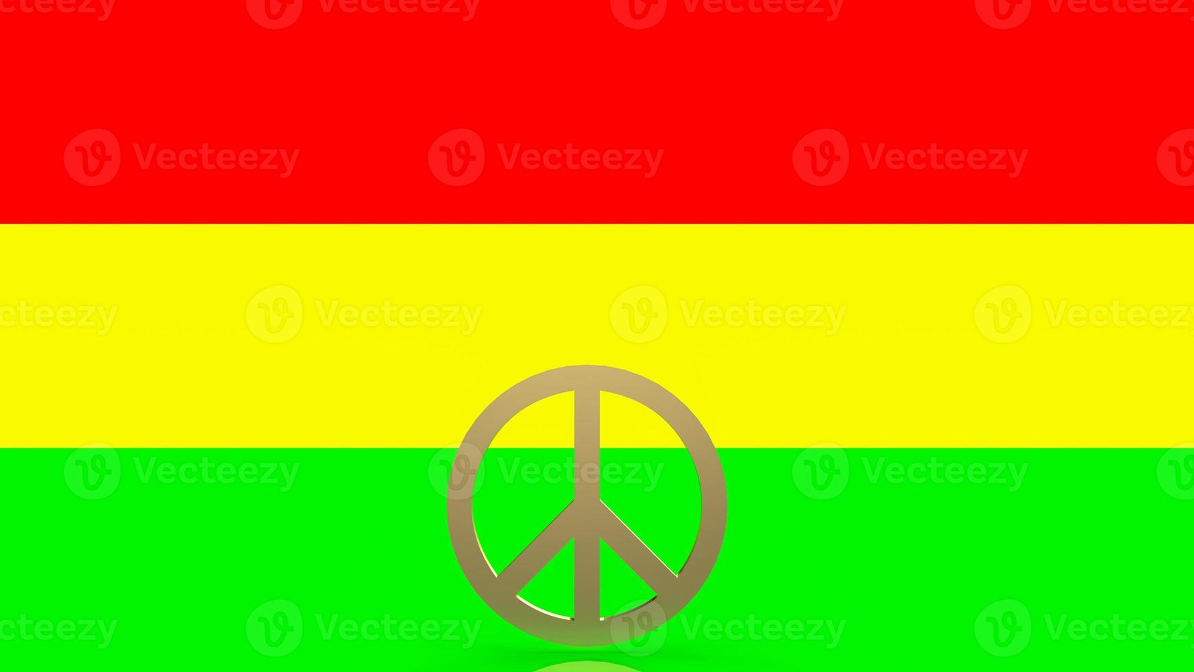 The gold peace symbol on background  color  3d rendering photo