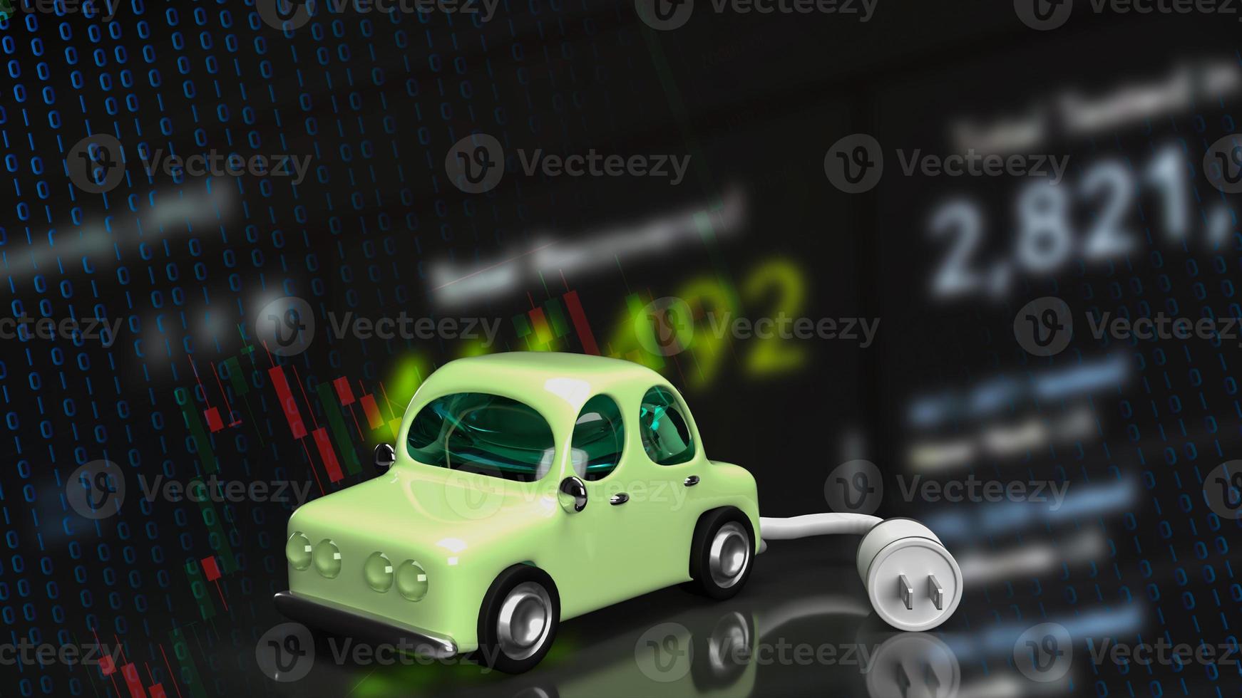 The car and electric plug on chart business for eco or automobiles system 3d rendering photo